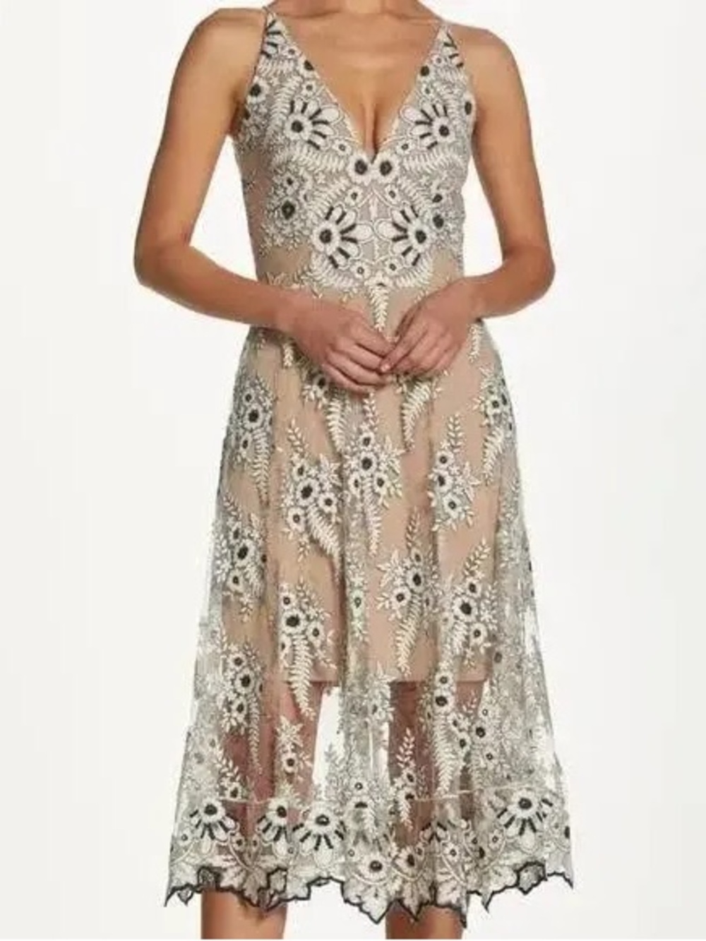 Dress the Population Embroidered Evening Dress